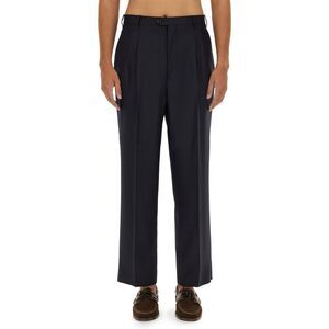 ETRO Pleated Wool Trousers Men BLUE Pants